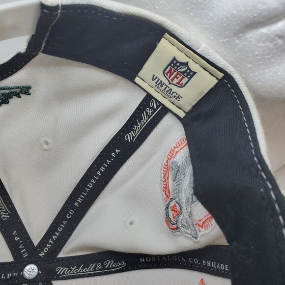 Rare Vtg Mitchell Ness White Miami Dolphin Embroider Spellout Logo Flat Bill 90s - Picture 11 of 13